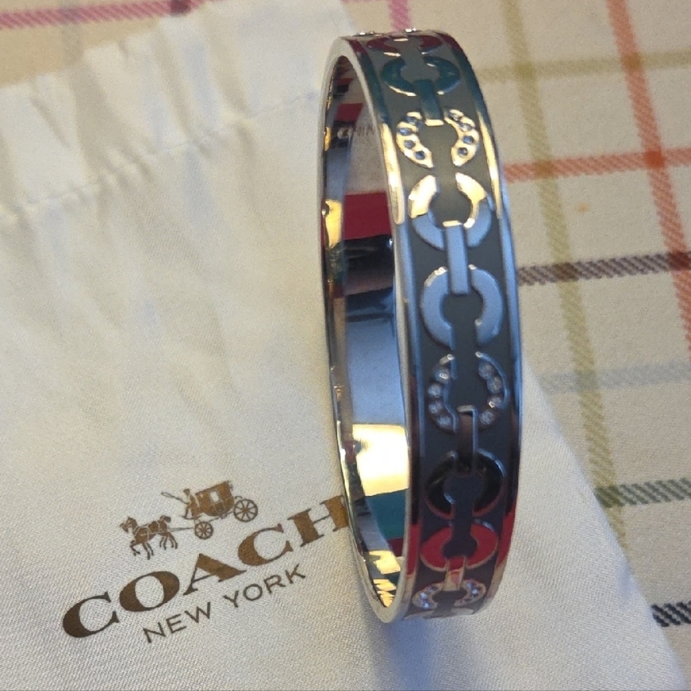 Coach Silver Tone Bracelet with Op Art Logo Design - Picture 12 of 12